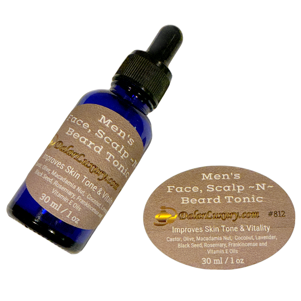 MEN'S FACE, SCALP & BEARD TONIC #812 by DalarLuxury.com ~ 100% Natural ~ Improves Skin Tone and Vitality