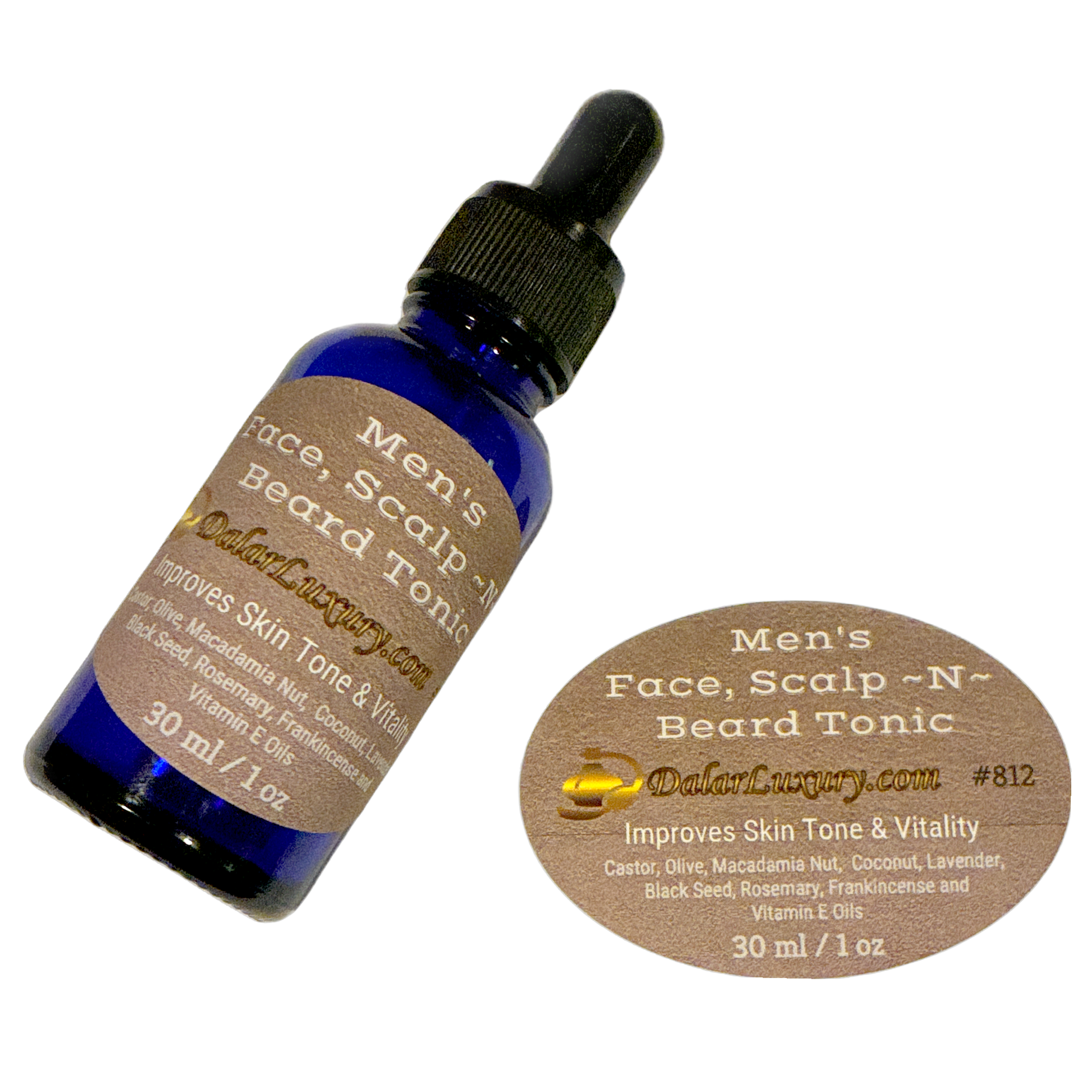 MEN'S FACE, SCALP & BEARD TONIC #812 by DalarLuxury.com ~ 100% Natural ~ Improves Skin Tone and Vitality